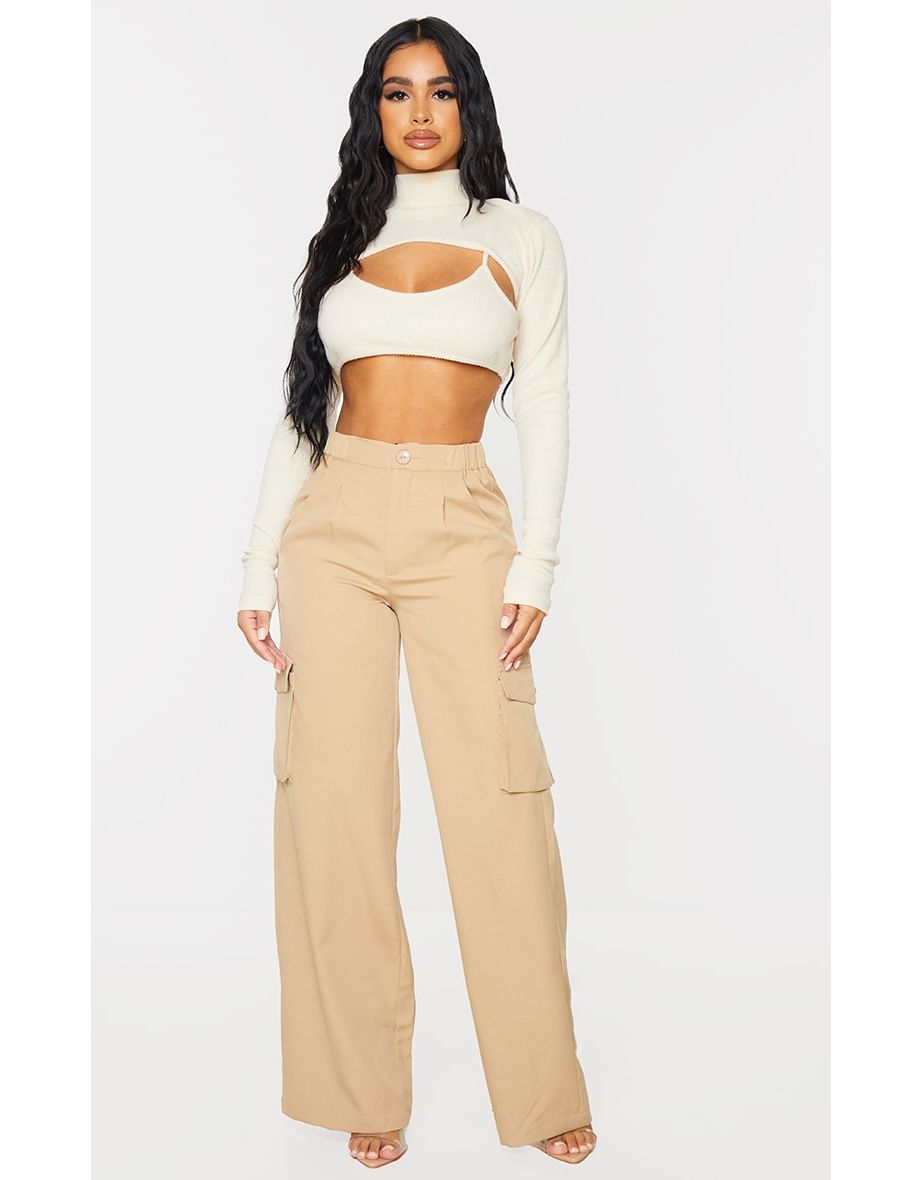 Petite Khaki Tailored Utility Trousers