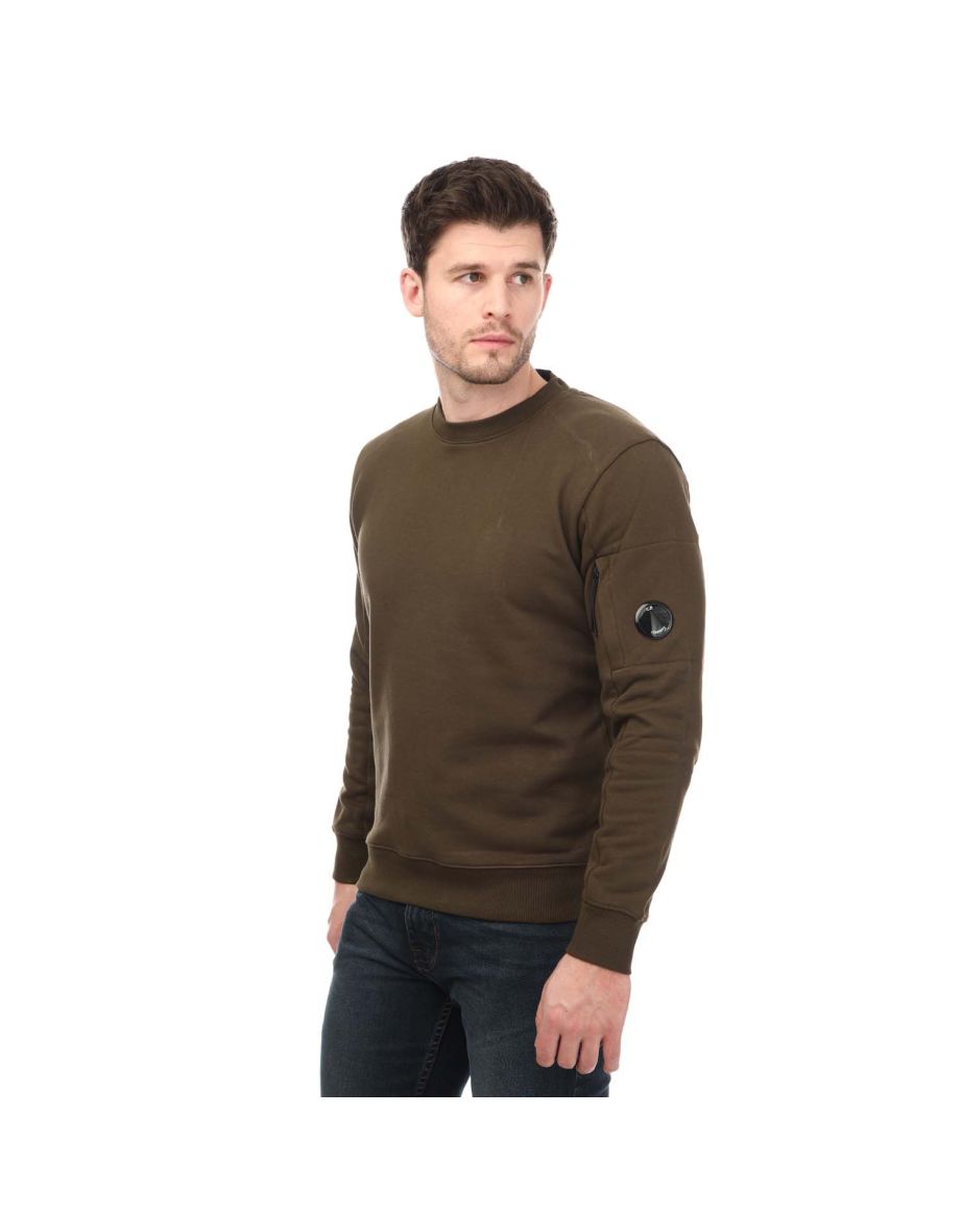 Men's CP Company Diagonal Raised Fleece Sweatshirt in Green