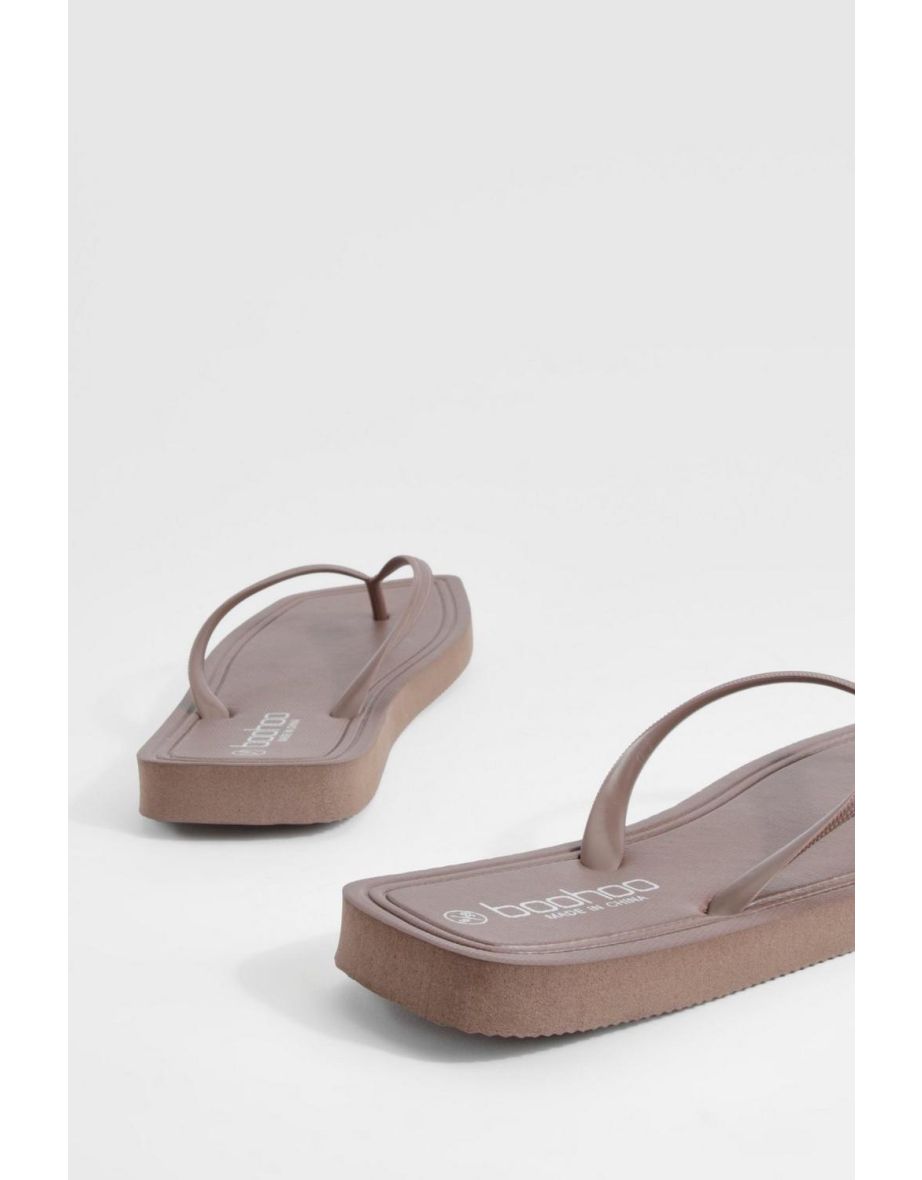 Square Toe Flip Flops - chocolate - 3