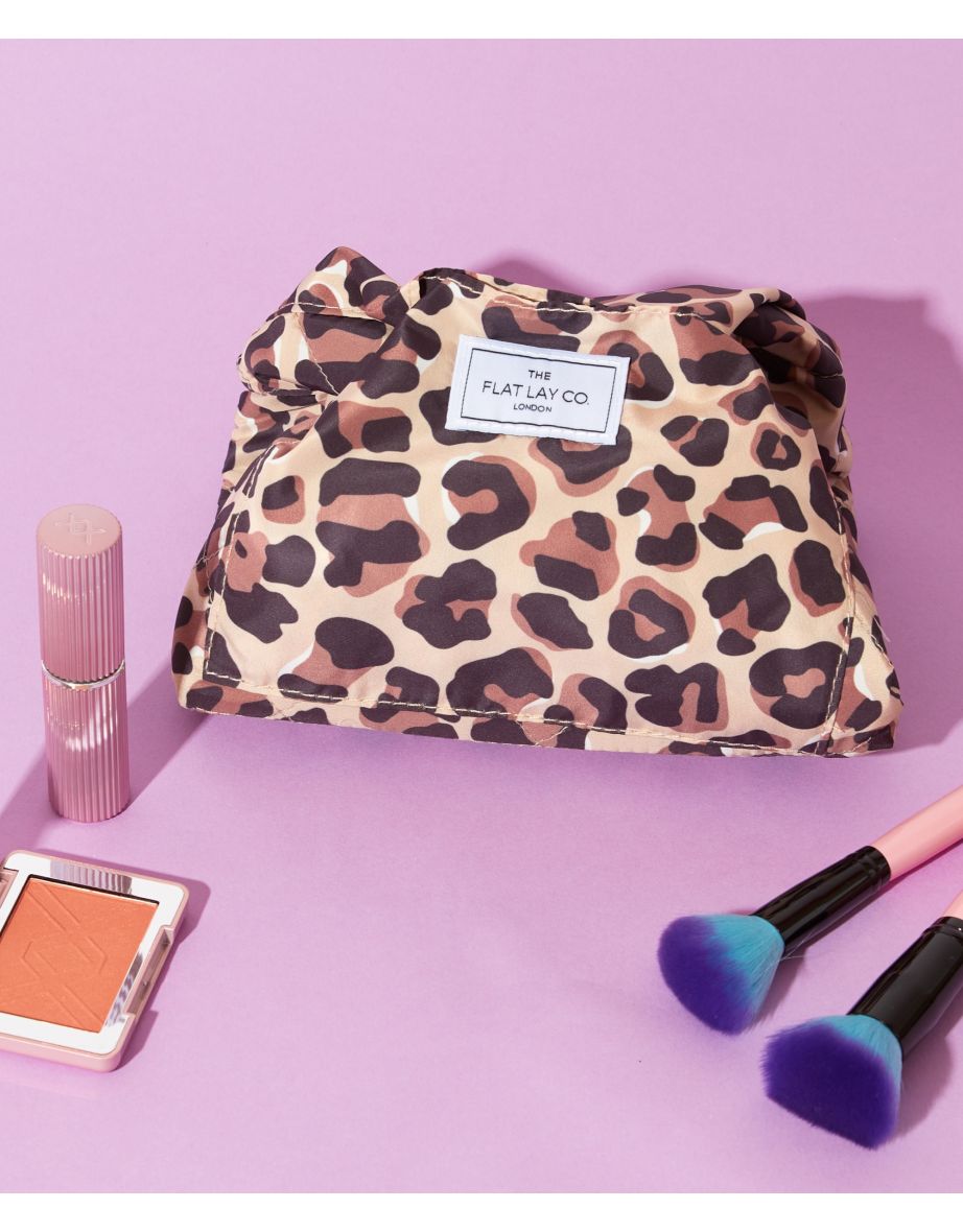 Drawstring Makeup Bag in Leopard Print - 4