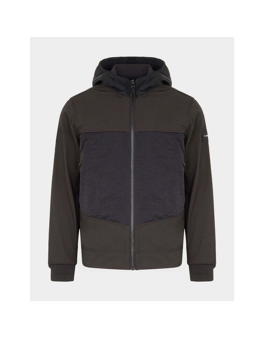 Men's Calvin Klein Crinkle Hooded Jacket in Black - 4