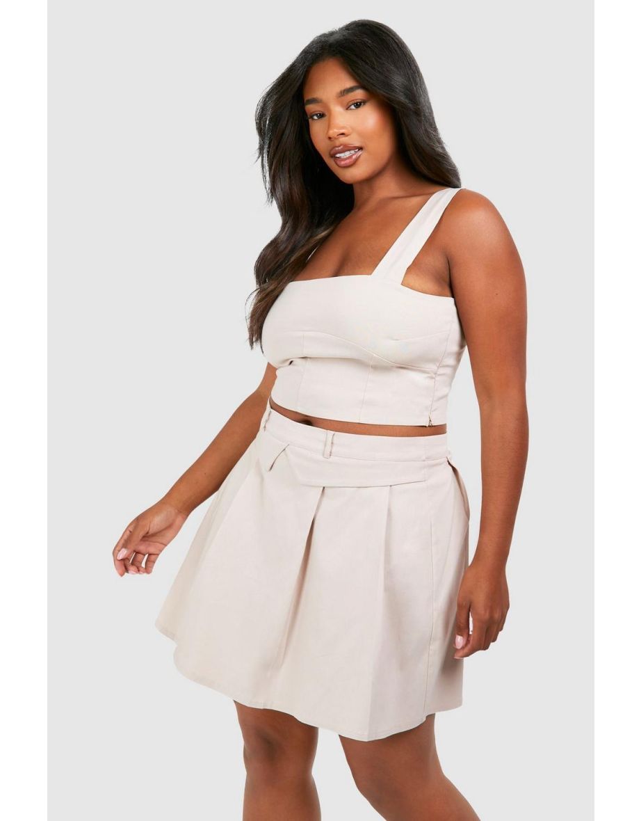 Shop Plus Corset Top And Mini Skirt Co ord stone Online in Oman VogaCloset