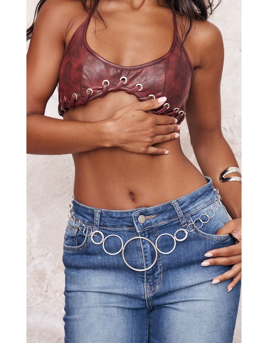 Silver Abstract Circle Belly Chain