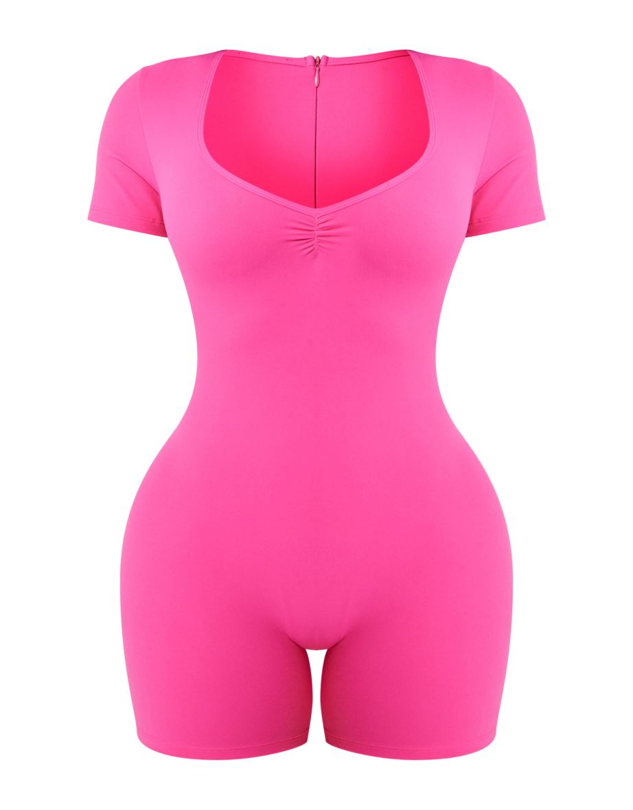Shape Neon Pink Sculpted Ruched Front Unitard - 4