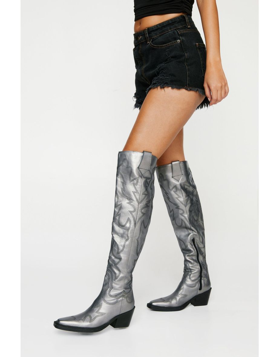 Thigh high hot sale embroidered boots