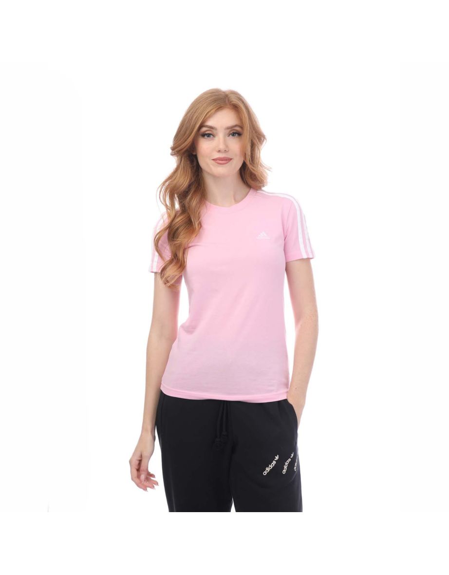 Women's adidas Essentials Slim 3-Stripes T-Shirt in Pink