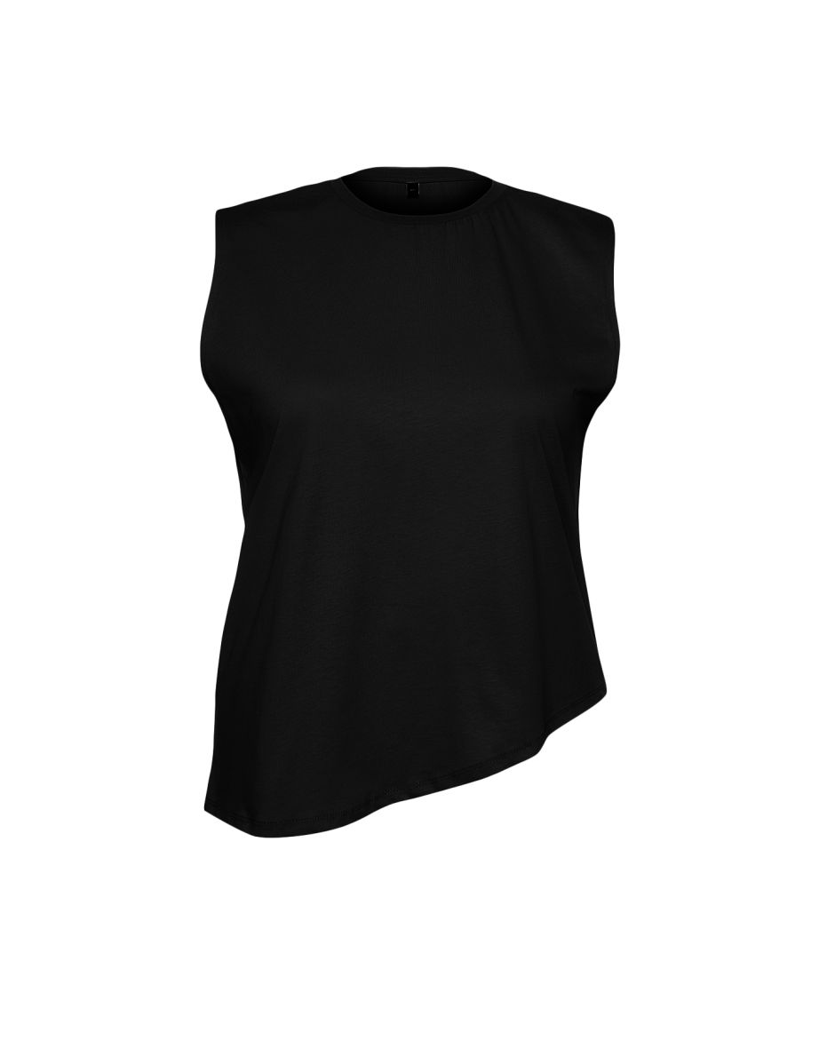 Black 100% Cotton More Sustainable Asymmetric Knitted T-shirt - 7