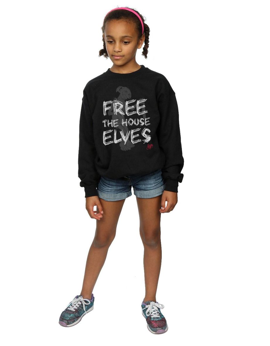 Harry Potter Girls Dobby Free The House Elves Sweatshirt - Black - 3