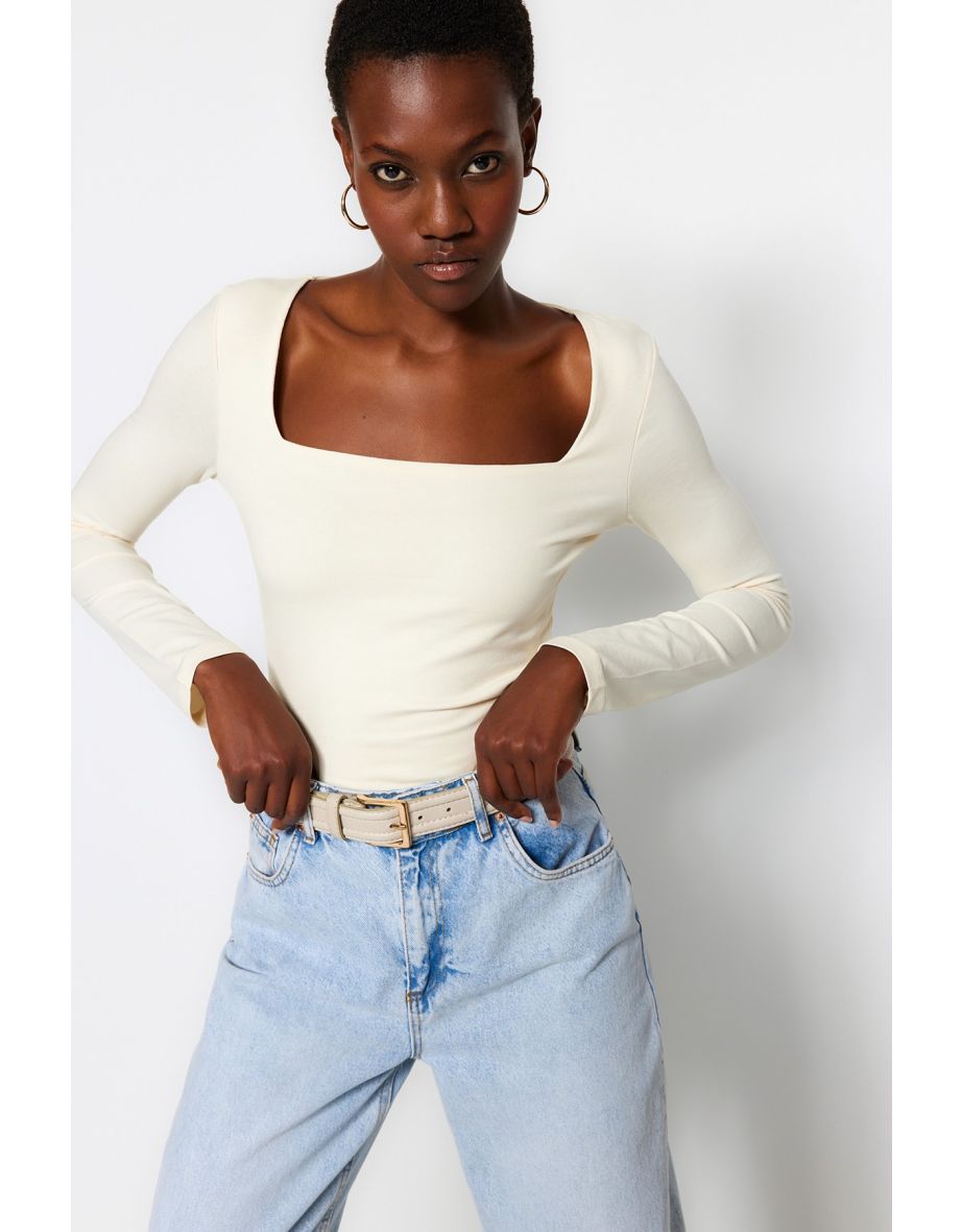 Blouse - Beige - Slim fit