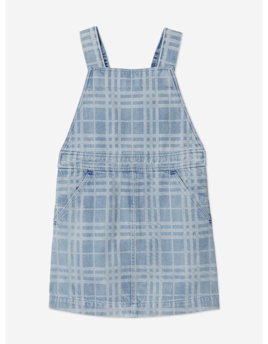 Girls Check Martine Pinafore Dress in Blue
