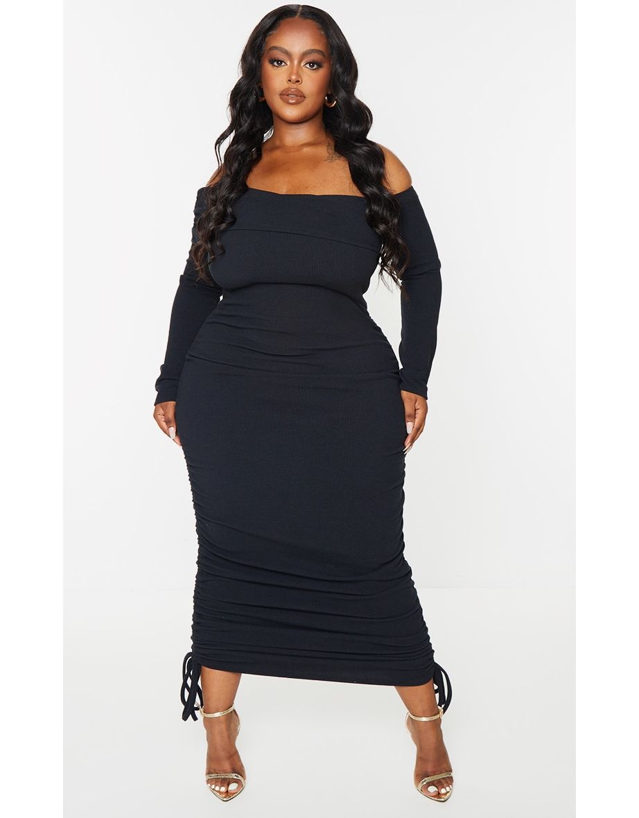 Fashion plus size black bardot