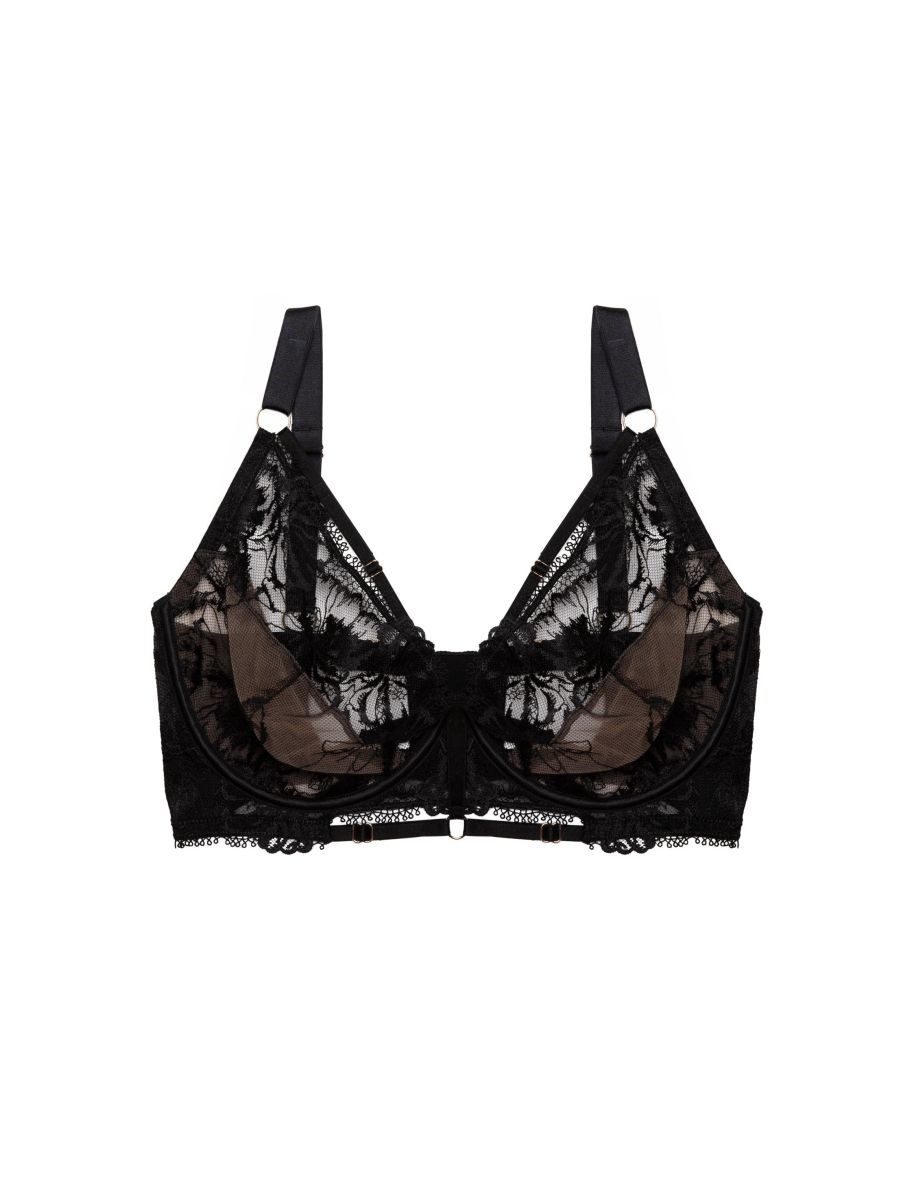 Vivian Black Embroidery Plunge Bra - 3