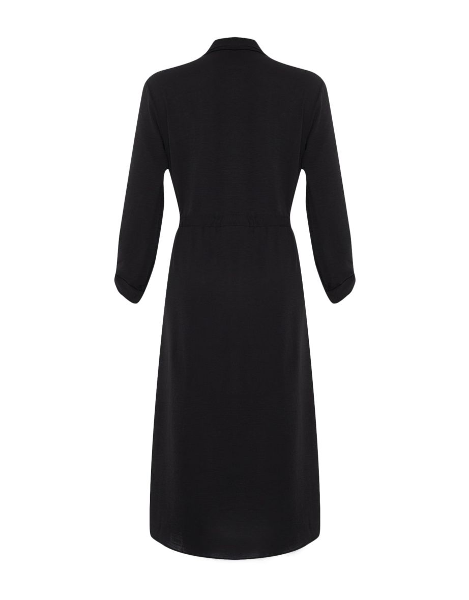 Black Lace Detailed Weave Wearable Wear Cap & Abaya - 9