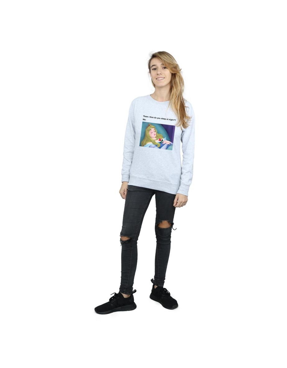 Disney Womens/Ladies Sleeping Beauty Meme Sweatshirt - Heather Grey - 3