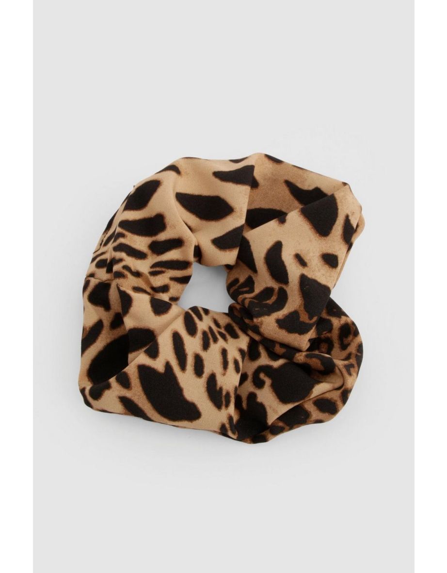 Leopard Print Satin Scrunchie - leopard