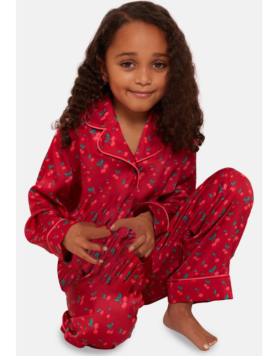 Girls Cherry Pyjama Set in Red - 8