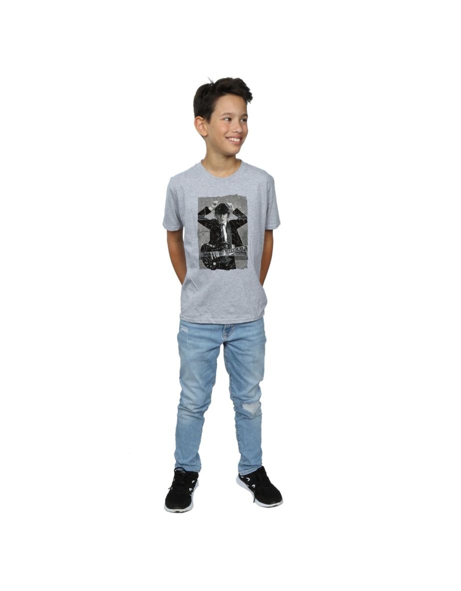 AC/DC Boys Angus Young Distressed Photo T-Shirt - Sports Grey - 3