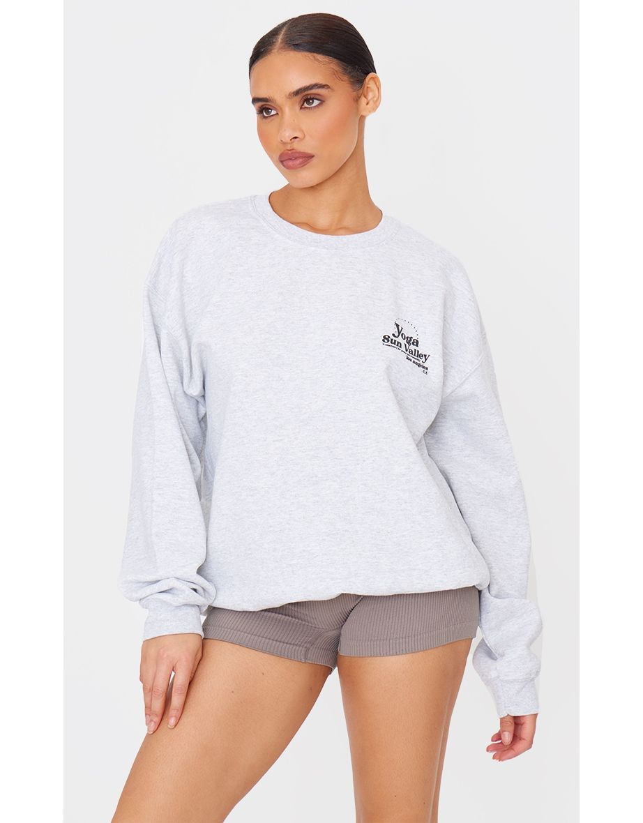 Ash Grey Yoga And Shine Oversized Long Sleeve Sweatshirt