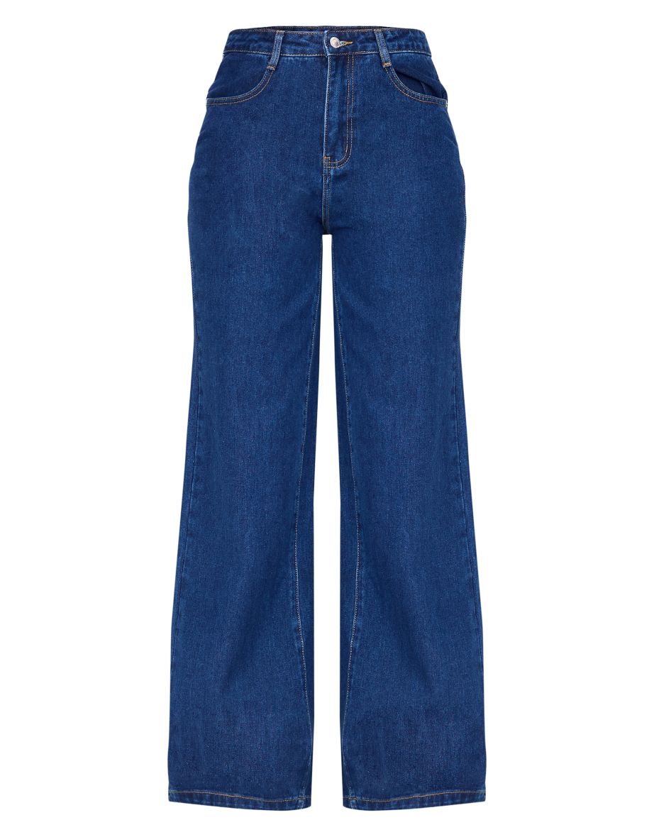 Tall Dark Indigo High Waisted Wide Leg Jeans - 4