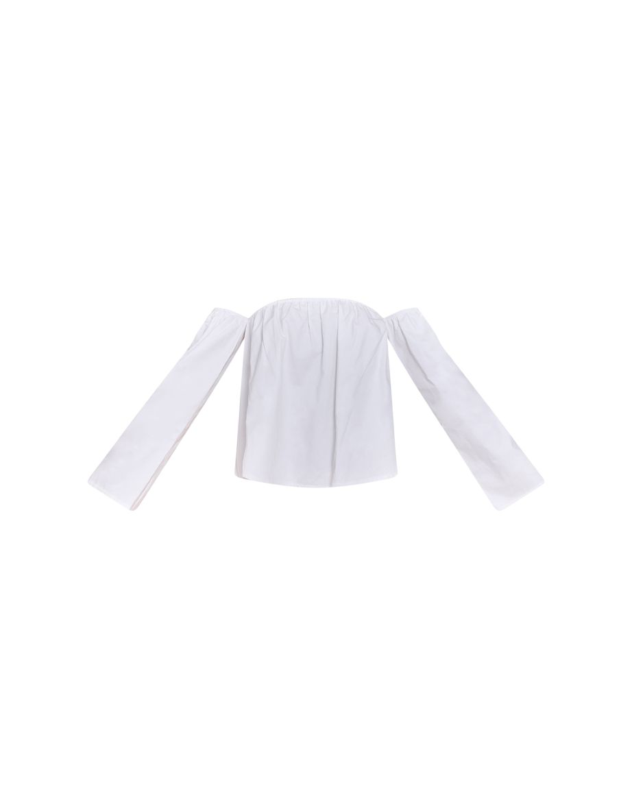 White Peach Skin Floaty Bardot Top - 4