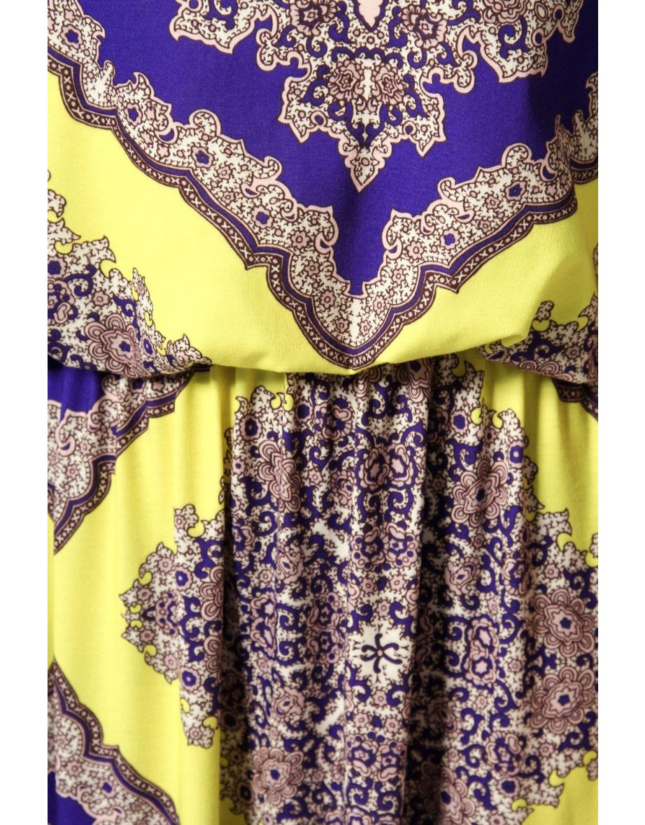 فستان ماكسي مطبع بألوان نيون بتصميم ملتف خلفي - مقاسات صغيرة - 3