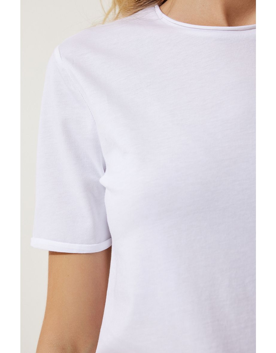 Women's White Mink Crew Neck 2 Pack Basic Knitted T-Shirt - 6