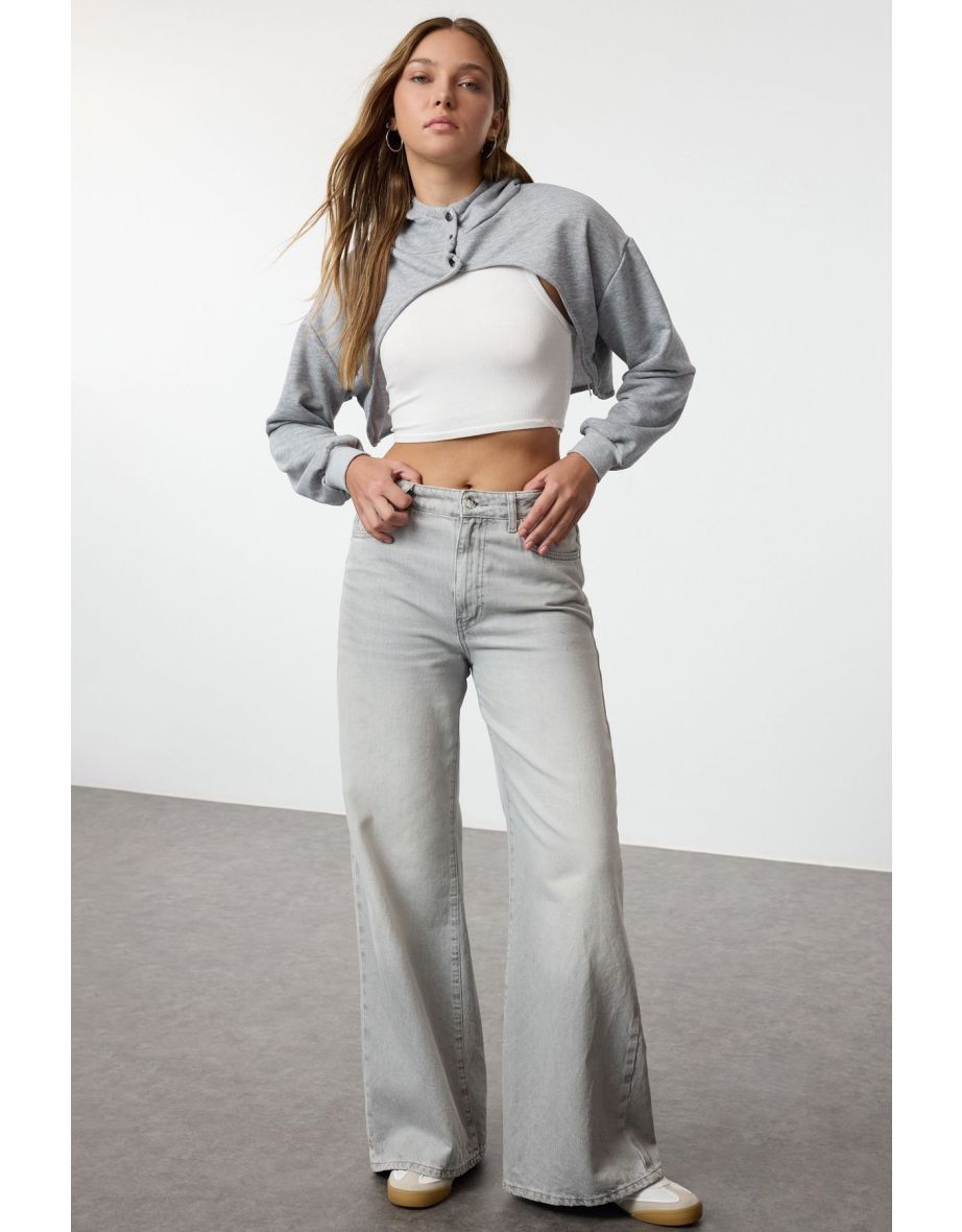 Gray Melange Knitted hoodie