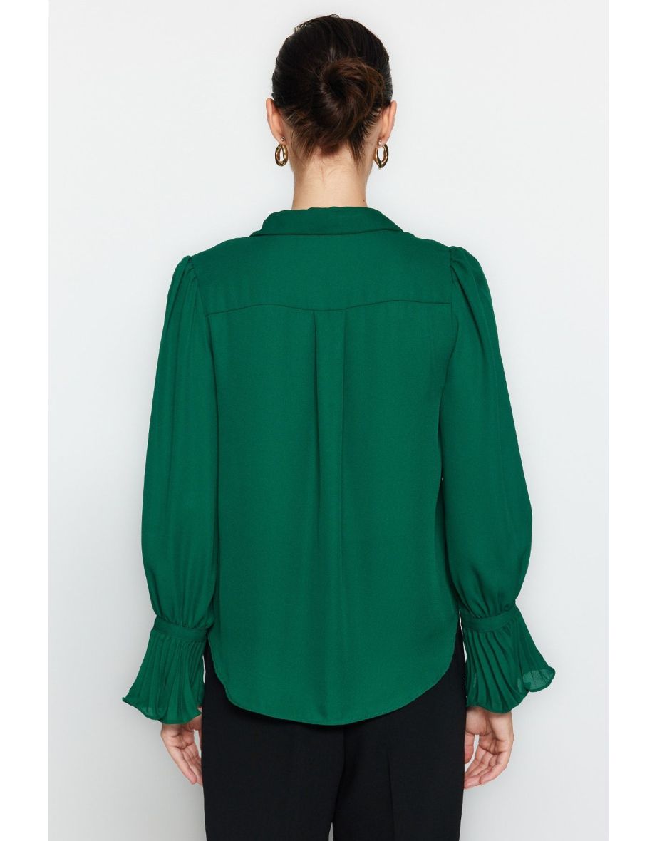 Emerald Green Spanish Sleeve Woven Shirt - 7