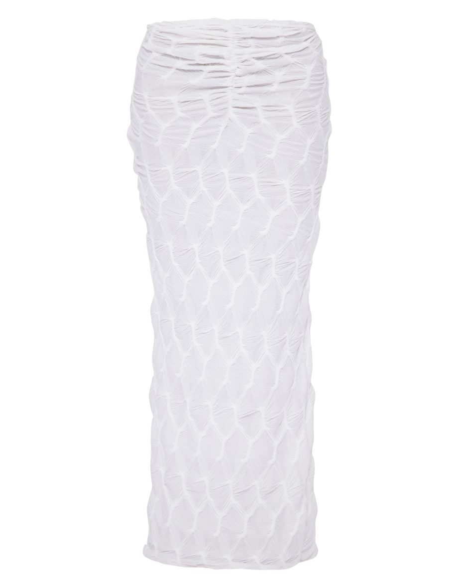 Cream Jersey Textured Maxi Skirt - 4