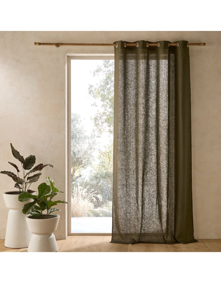 Private 100% Pre-Washed Linen Curtain with Eyelets