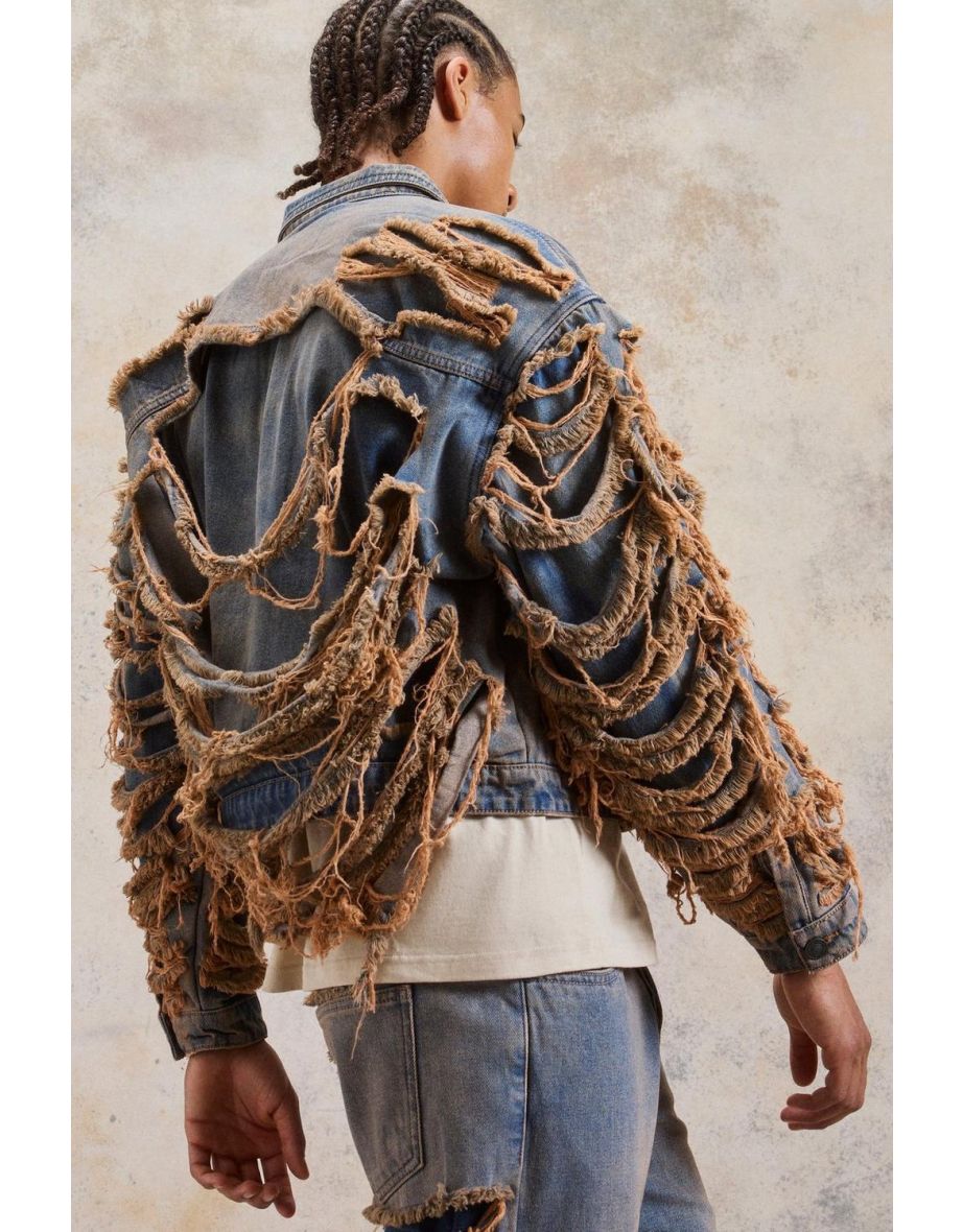 Extreme ripped denim jacket hotsell