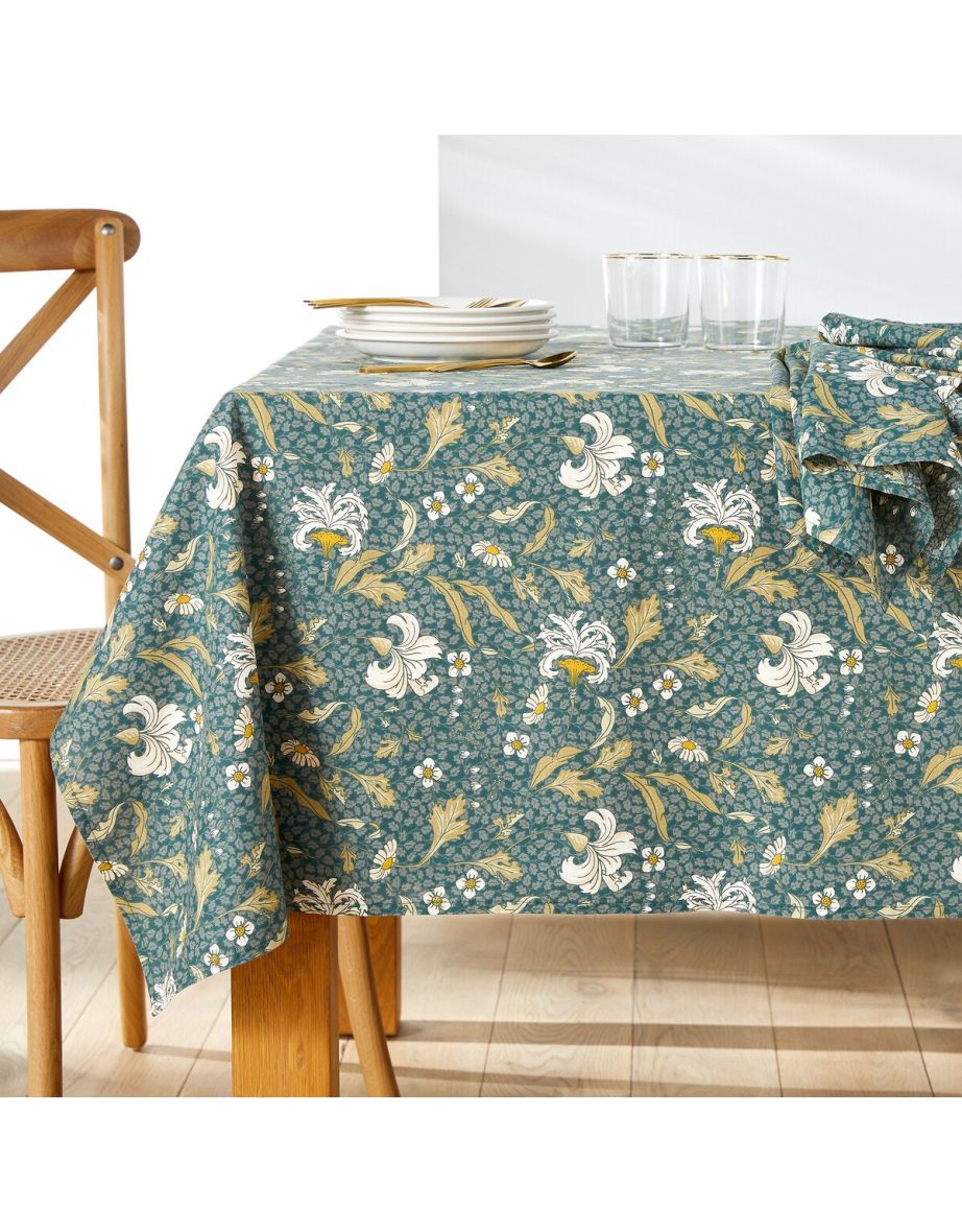 Watson Floral 100% Washed Cotton Tablecloth