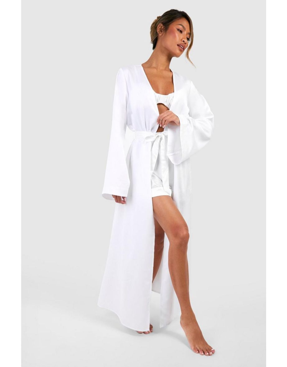 Bride Flare Sleeve Maxi Robe - cream