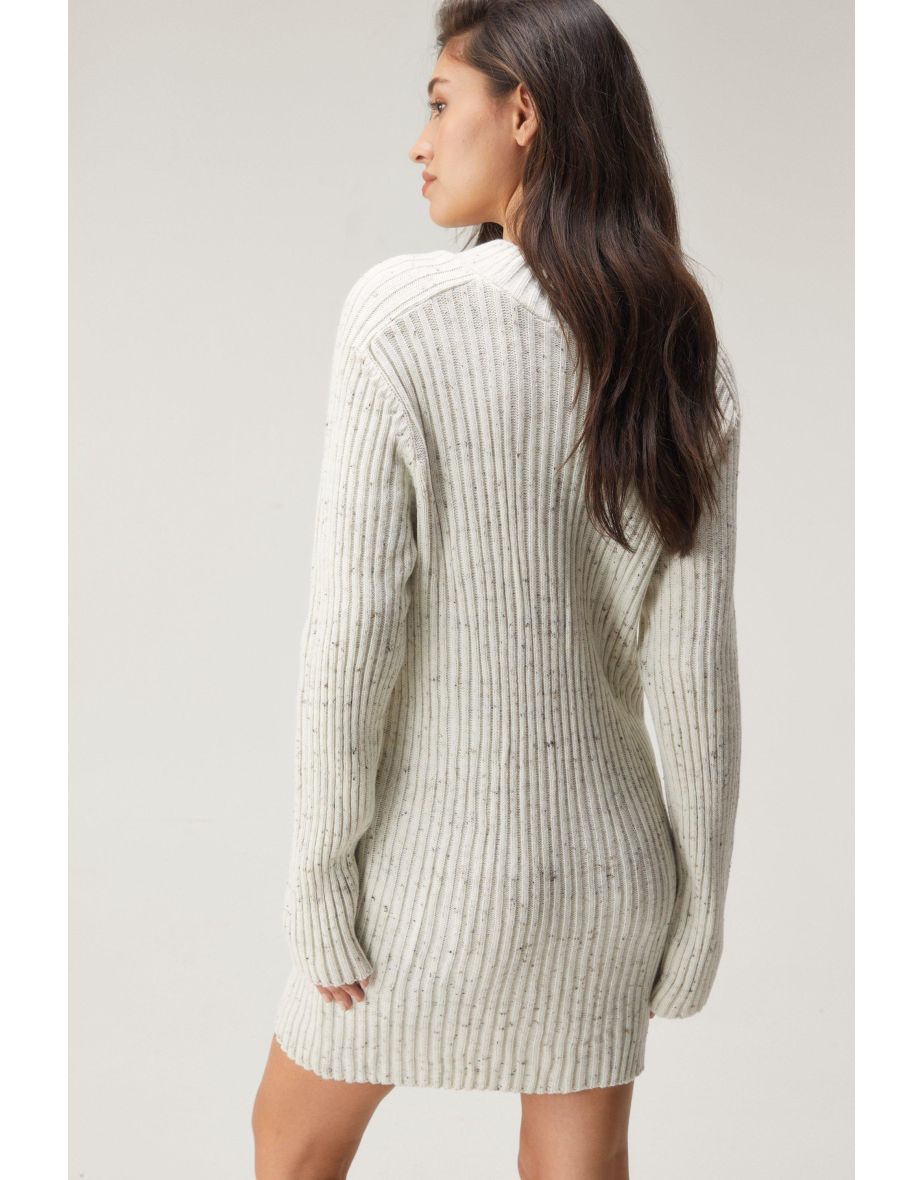Ribbed Funnel Neck Mini Dress - 3