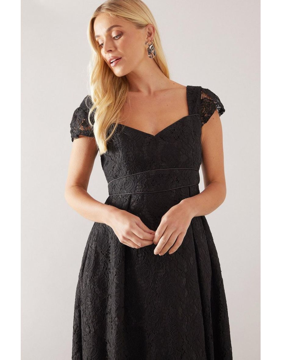 Petite Lace Sweetheart Neck Midaxi Dress - 3