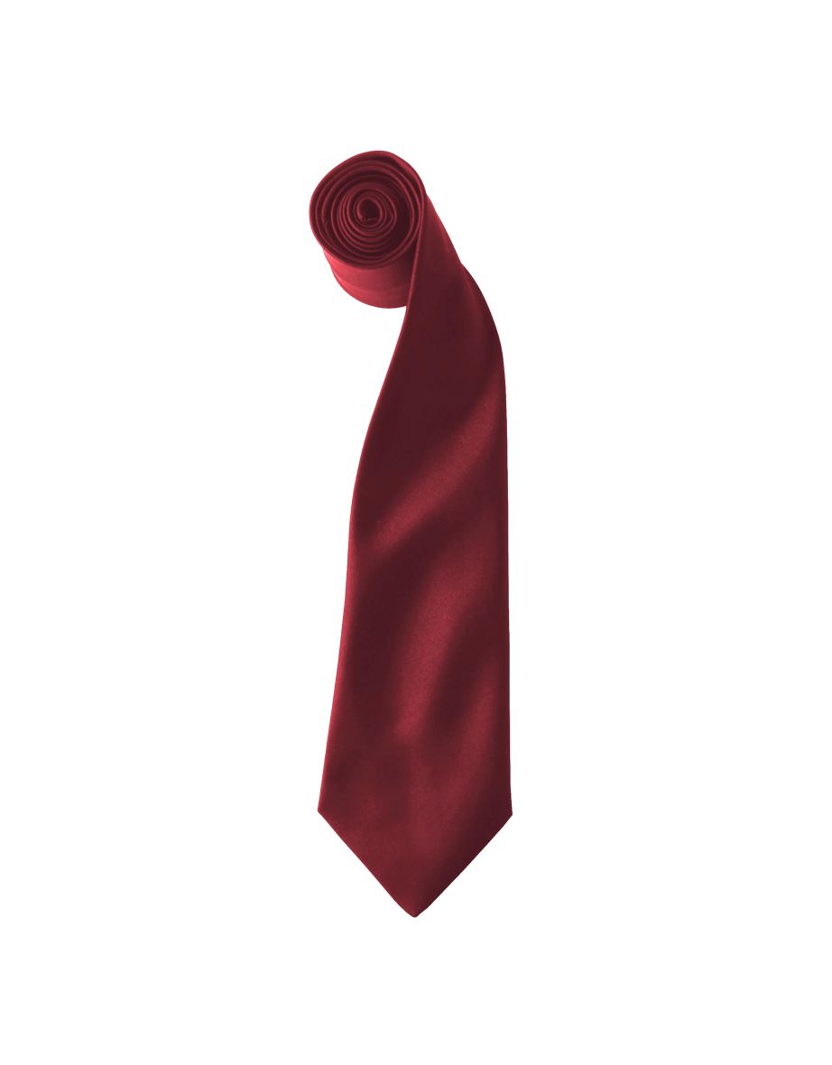Premier Colours Mens Satin Clip Tie (Pack of 2) - Burgundy
