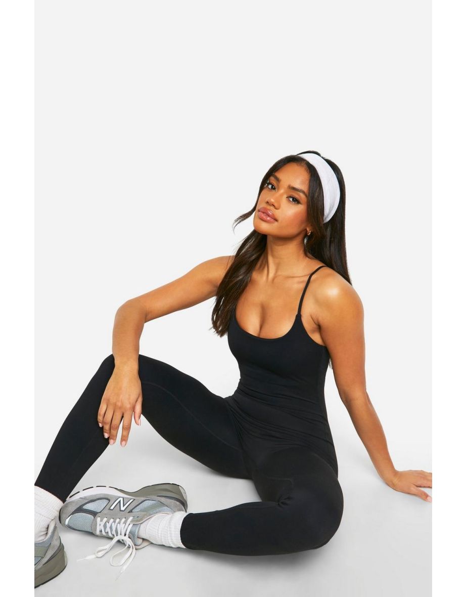 Premium Sculpt Strappy Unitard Jumpsuit - black