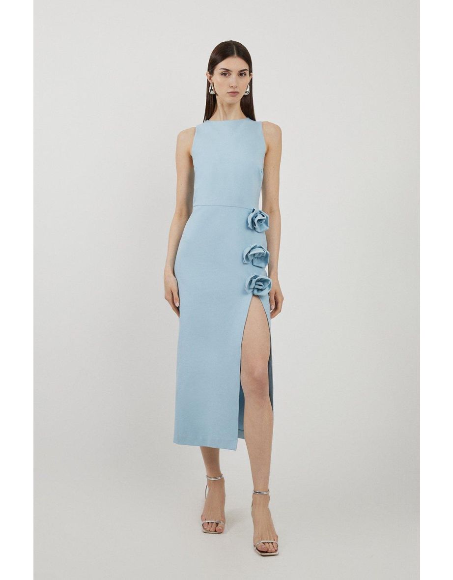 Petite Rosette Ponte Jersey Slit Maxi Dress