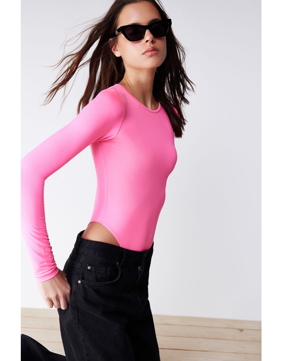 Pink Snaps Flexible Fitted Knitted Bodysuit