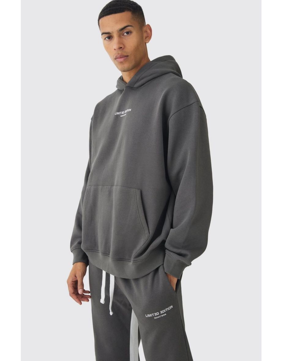 Oversized Limited Edition Extended Drawcords Hooded Tracksuit - charcoal - 2