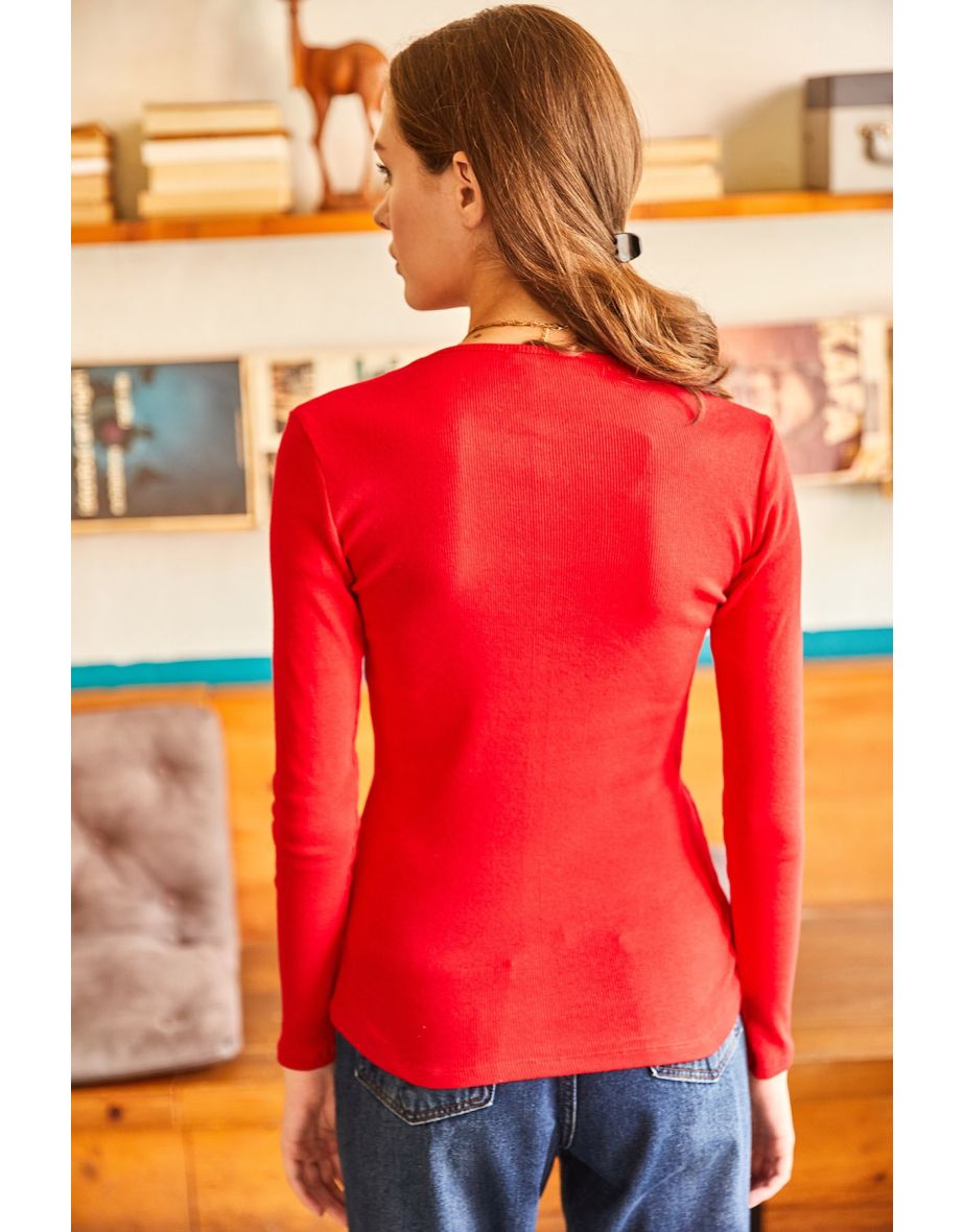 Blouse - Red - Fitted - 4
