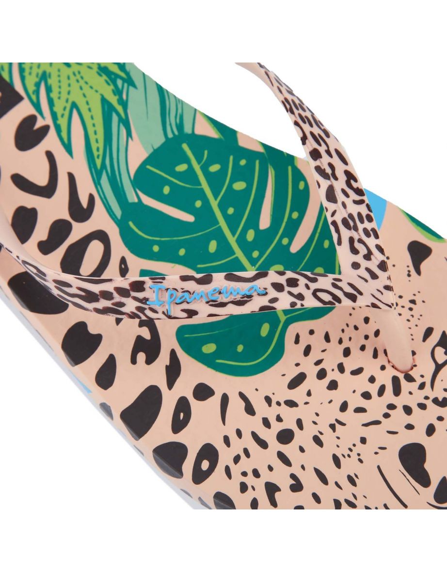 Women's Ipanema Jungle Print Flip Flops in Cream - 5