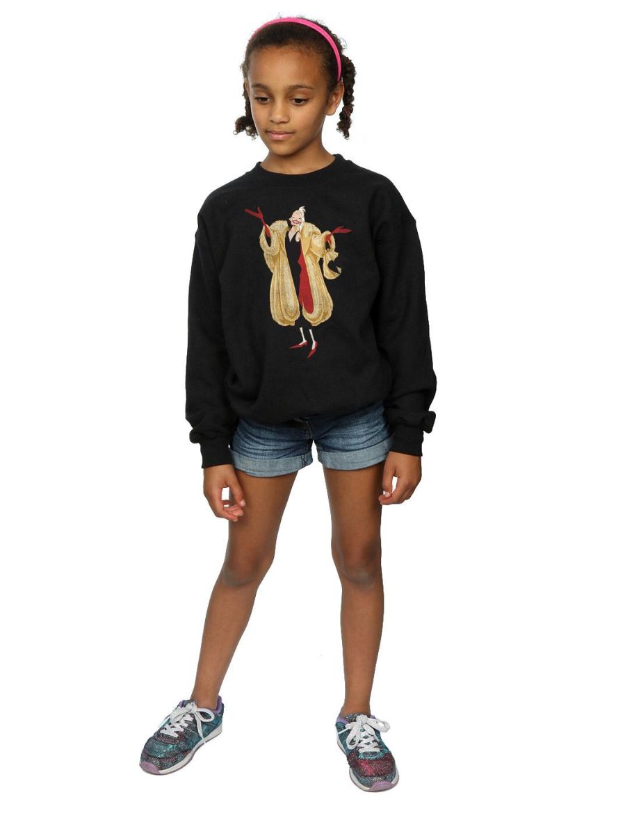 101 Dalmatians Girls Classic Cruella De Vil Heather Sweatshirt - Black