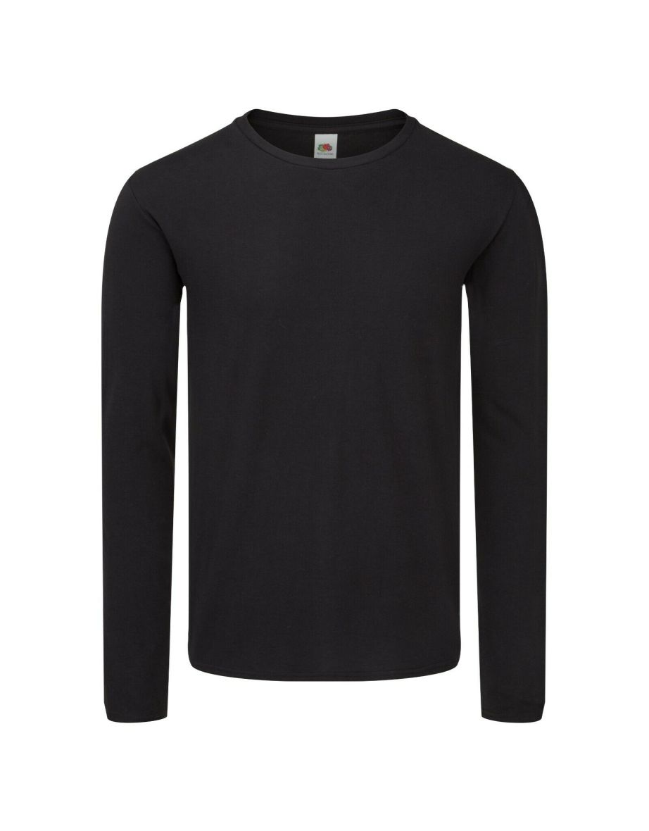 Fruit Of The Loom Mens Iconic 150 Long-Sleeved T-Shirt - Black