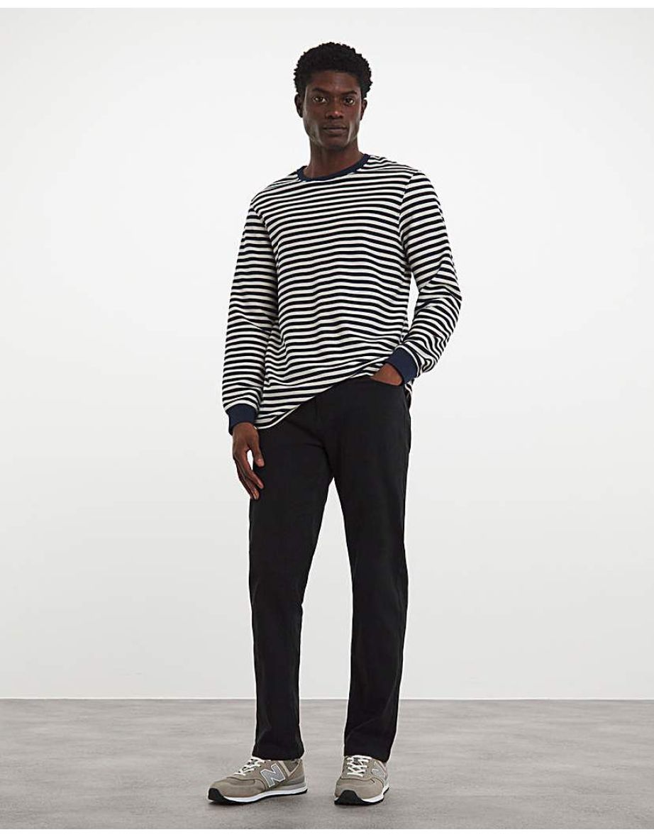 Black Straight Stretch Gabardine Jeans
