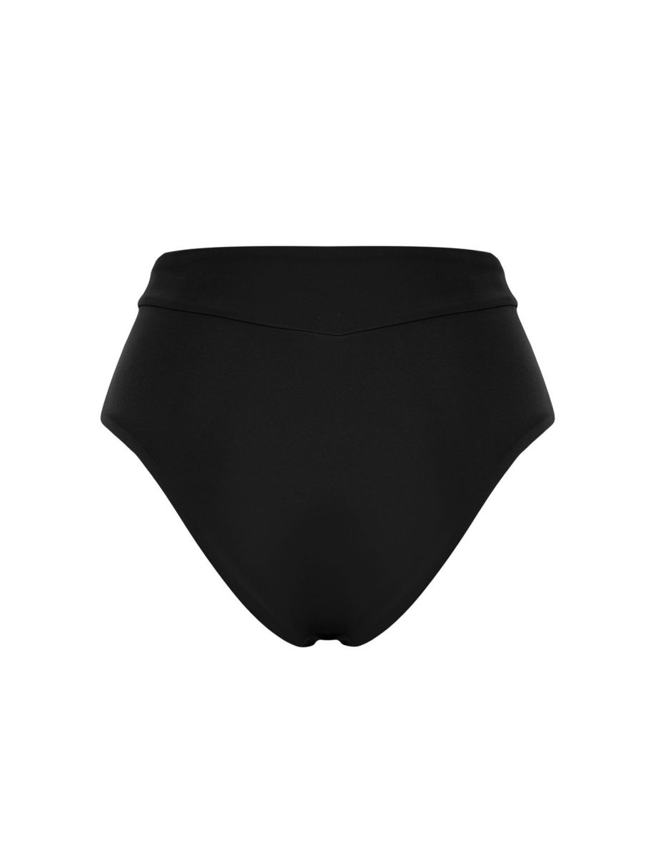 Black Normal Waist Regular Bikini Bottom - 3
