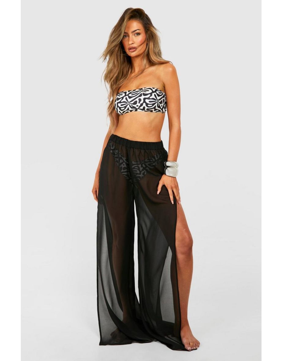 Split Front Beach Trousers - black
