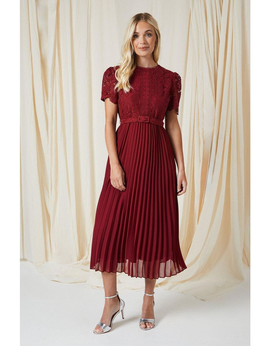 Lace belted dress hotsell