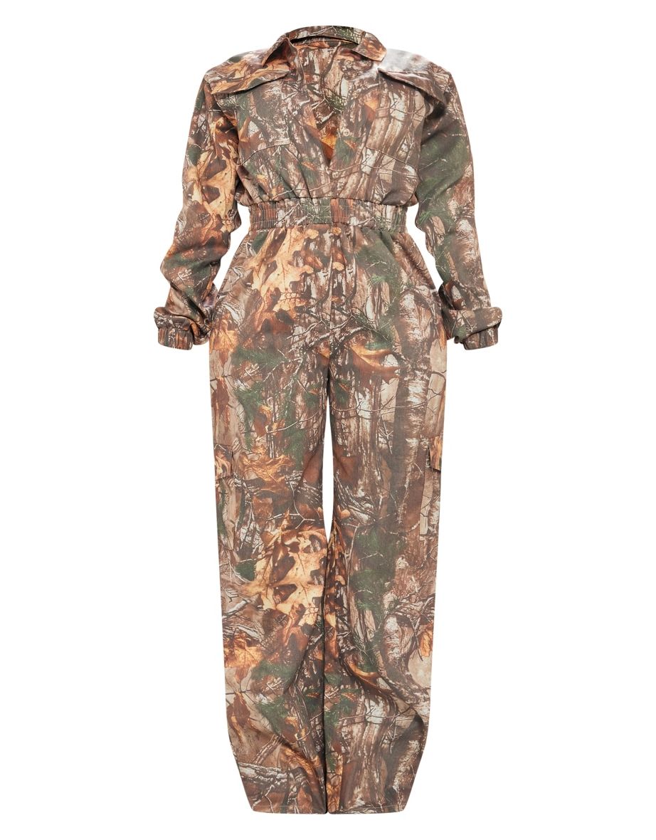 Shape Khaki Camo Printed Elasticated Waist Jumpsuit - 4