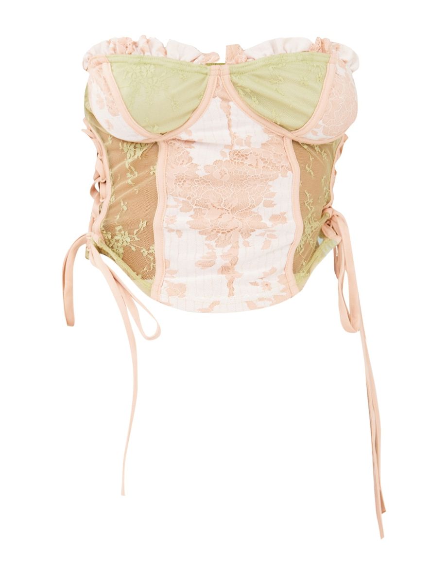 Petite New Nude Lace Up Corset Top - 4